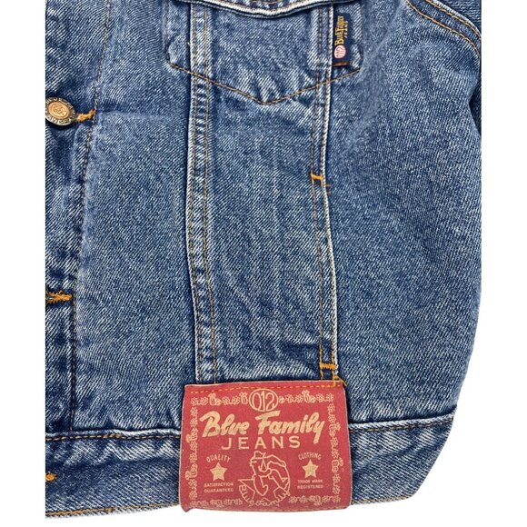 Vtg United Colors of Benetton Blue Family Jeans Denim Jacket Youth Sz M - New - Picture 5 of 8